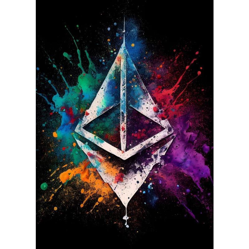 Neonowy Obraz na Płótnie Bitcoin Ethereum Plakaty i Druk Nowoczesna Moda Pop Obrazy Ścienne do Salonu Dekoracja Domowego Biura