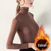 Women's Velvet Mesh High-Neck Base Layer: Long-Sleeve, Solid Color, Slim Fit for Autumn/Winter 2023