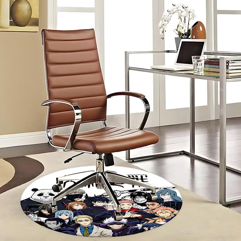 1pc Jujutsu Kaisen Anime Round Carpet  Office Chair Mat, NonSlip Rug for Home Decor, Living Room, Bedroom, Game Room