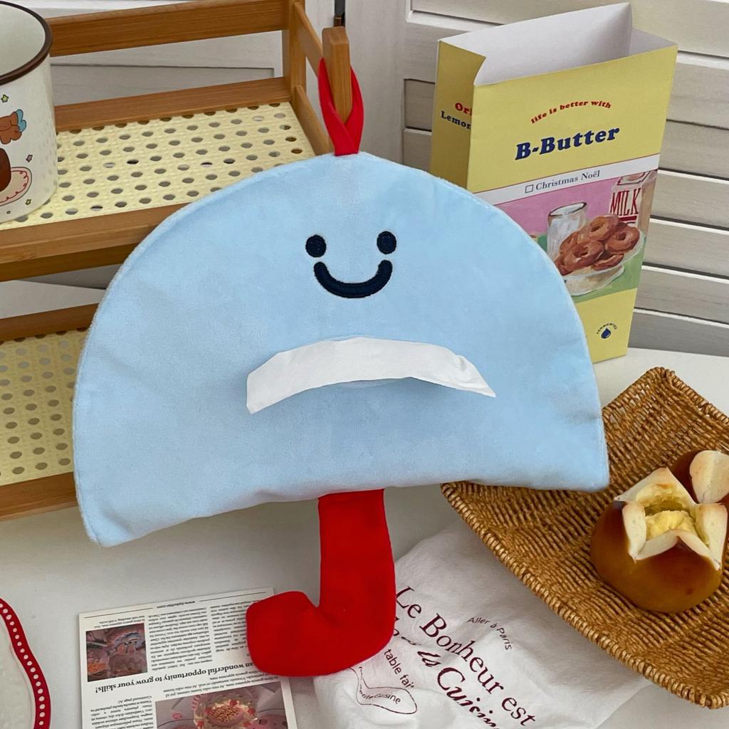 Cute Mushroom Wall Hanging Bag Mounted Tissue Box- Paper Drawer Household Organizer Kitchen Fabric Bedroom Bedside Storage