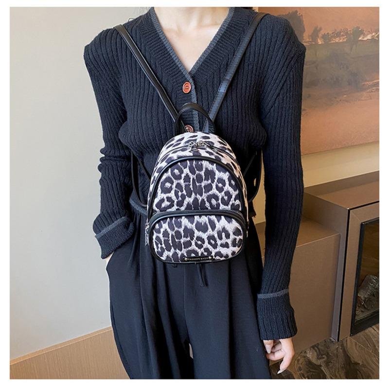 Fashion Leopard Print Backpack Women's New Summer Trend Contrasting Color Backpack Casual High-end Backpack