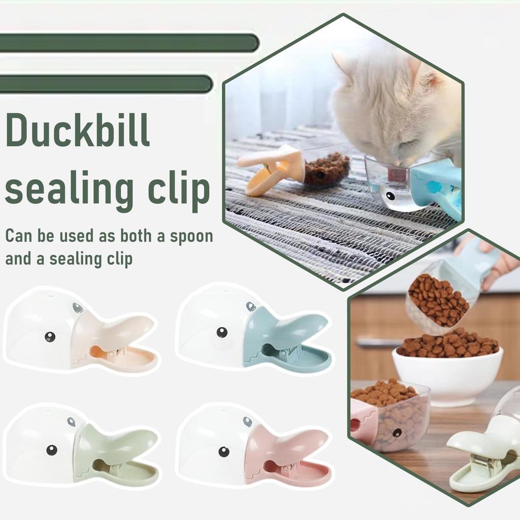 Cute Design Cereal Spoon For Dogs And Cats With Handle Sealing Clip, Multi-purpose Food Spoon