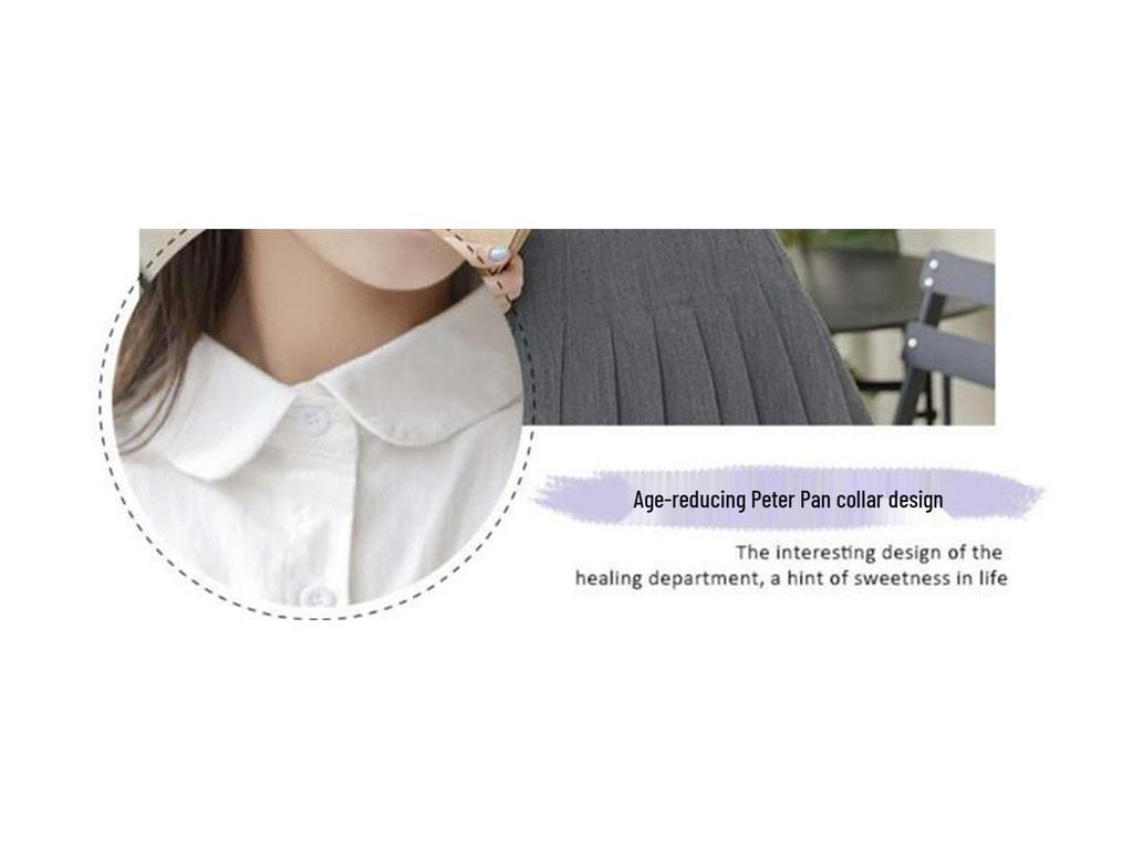 White Women's Summer Japanese Loose-Fit Student Uniform Shirt with Doll Collar Design