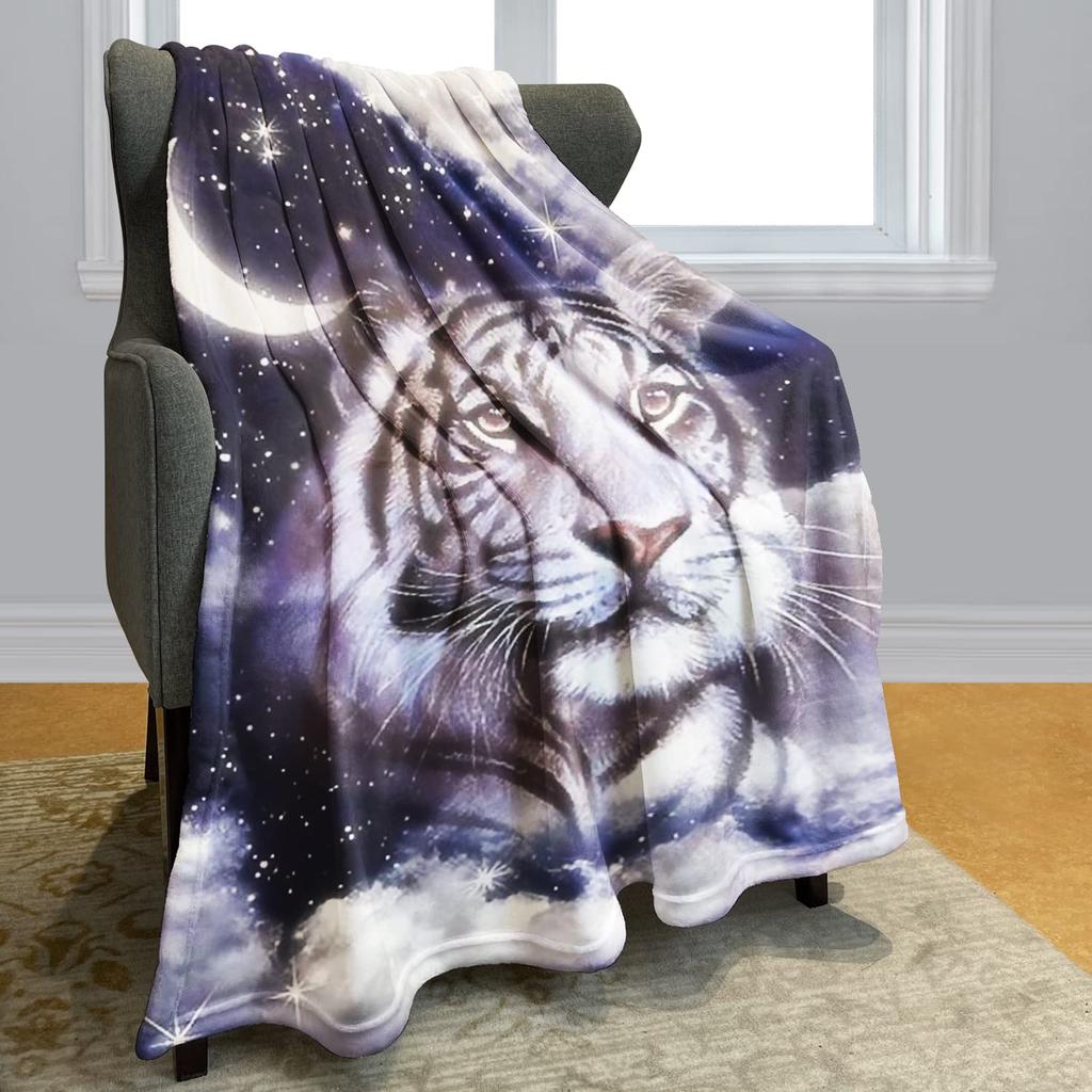 Soft Cozy Tiger Throw Blanket Warm Fuzzy Plush Blanket for Bed Couch Sofa Lightweight Flannel Blanket Gift for Adults Teens