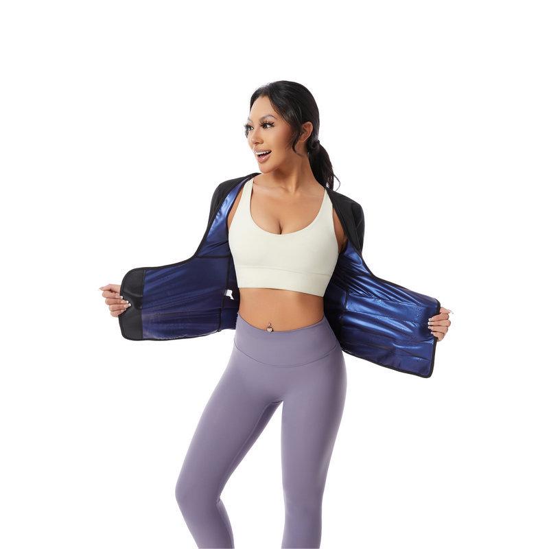 Women's Waist-Cinching Long-Sleeve Body Shaper Sweat Suit for Fitness and Yoga