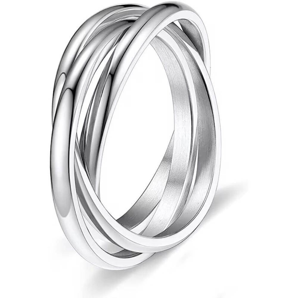 Three Lives Three WorldsStainless Steel Bright Surface Couple Rings for Women Rotation Helps Combat Anxiety Finger Jewelry Gift