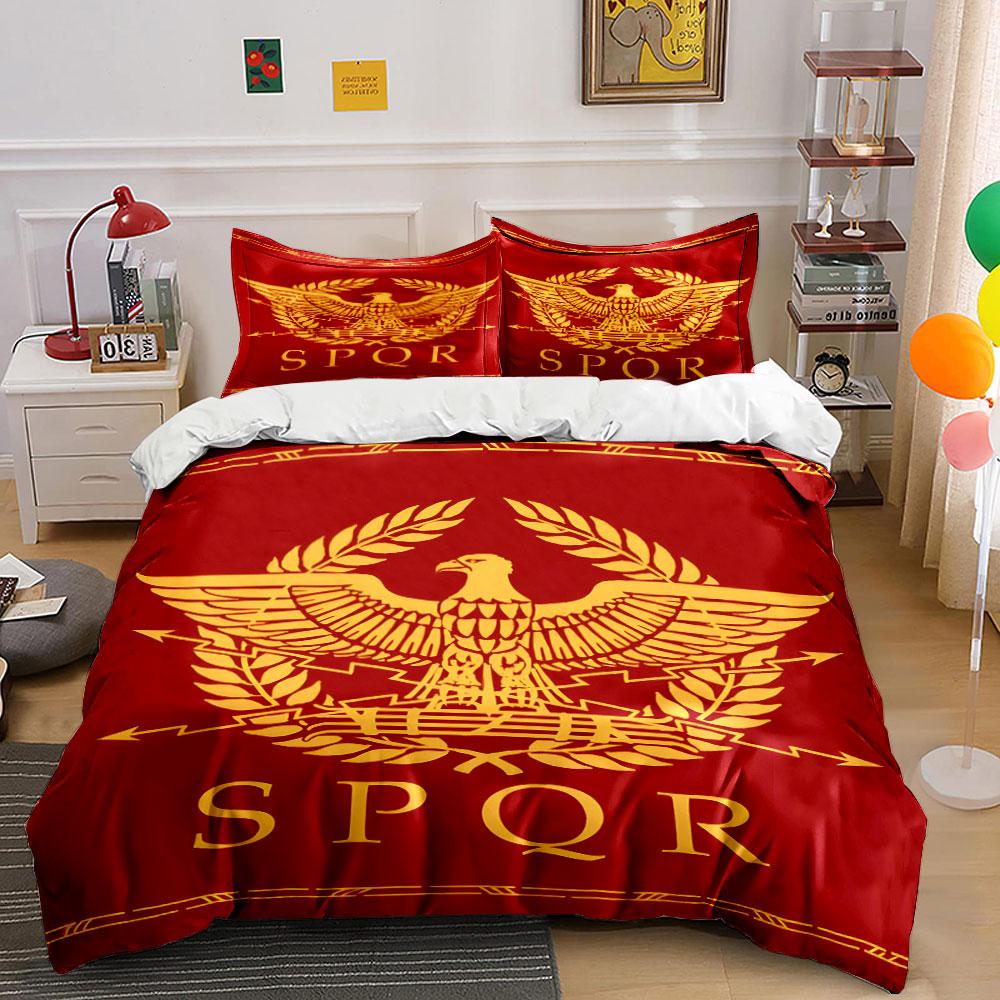 Roman Empire Emblem Eagle Crest Bedding Set For Kids Luxury Gift 3Pcs Digital Print Comforter Set Soft Comfortable Breathable EU Twin 135X200cm&set