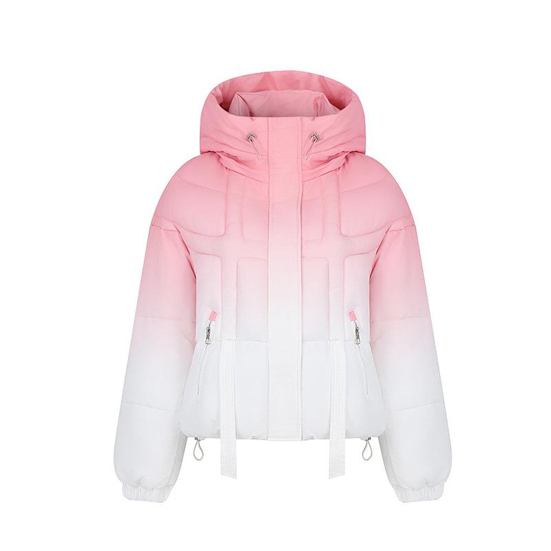Gradient Hooded Winter Thickened Jacket