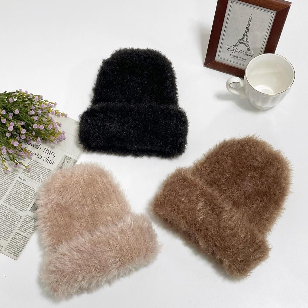 Women's Men's Couple Daily Shine Fur Beanie Hat