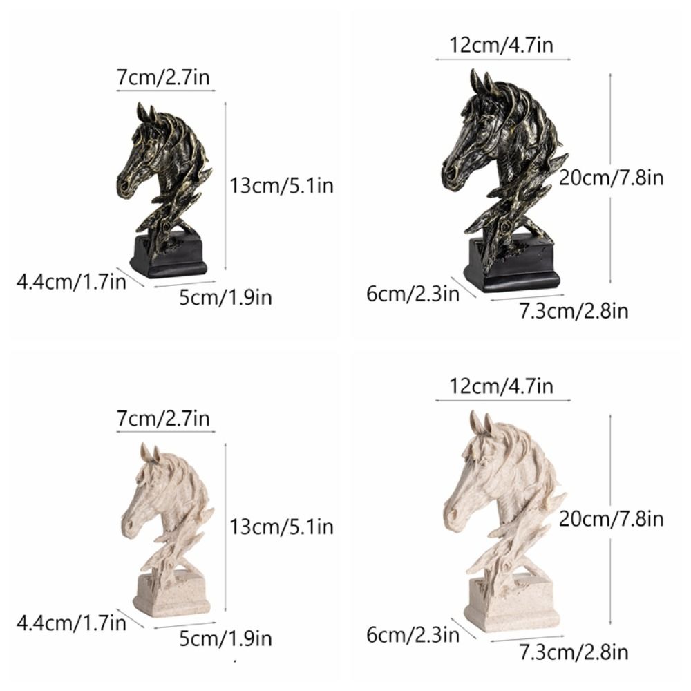 Resin Animal Sculpture Art Miniatures Figurine Micro Landscape Horse Head Statue  Bedroom