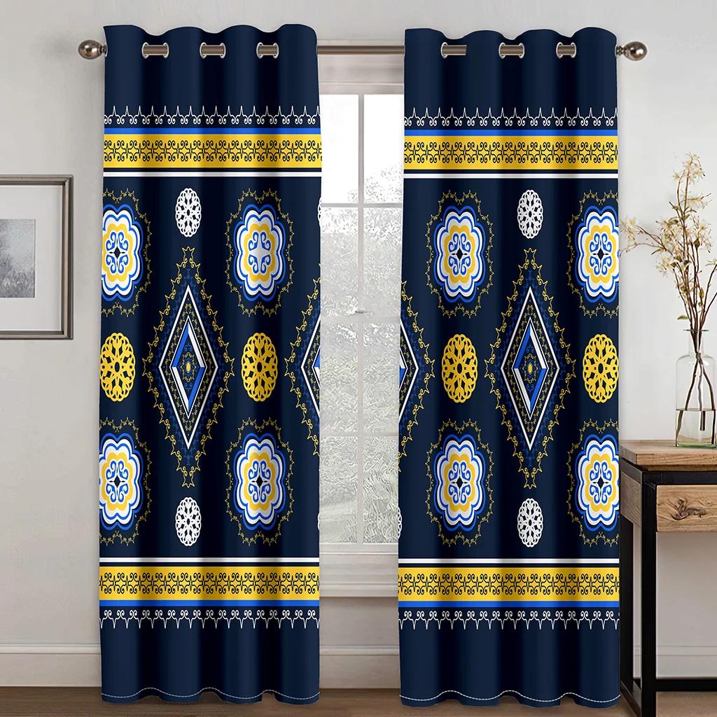 3D Luxury Black Gold Pattern European Home Curtains 2 Panels Bohmeia Style Living Room Bedroom Window Decor Curtains