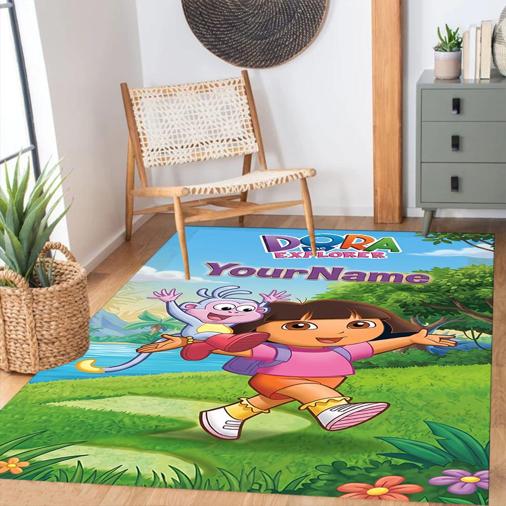 Dora Explorer Customizable Name Floor Rug Office Rug Perfect for Outdoor Dormitory Study room Playrooms Anti-slip Rug Decorate Offices