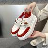 Popular beaded ugly cute little white shoes women's 2025 new autumn niche leather fashion thick-soled foreign casual board shoes