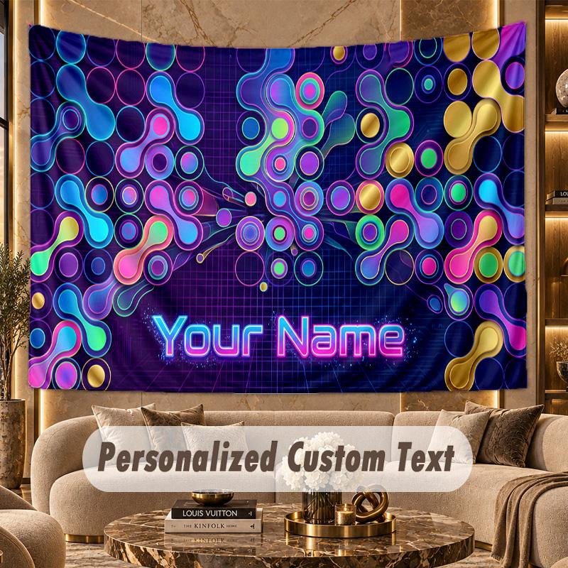 Neon Colorful (202) Theme Personalized Tapestry Custom Name Text Wall Hanging Tapestry Home Background Decoration