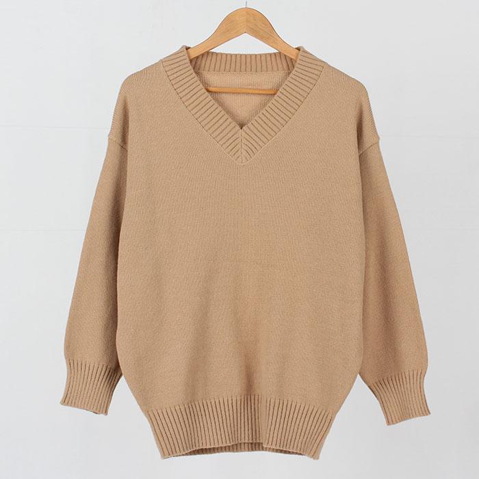 Ppaeppae V-Neck Soft Loose Fit Knit T-Shirt 4 Colors