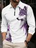Wolf Moon 3D printed long-sleeved polo shirt Casual T-shirt