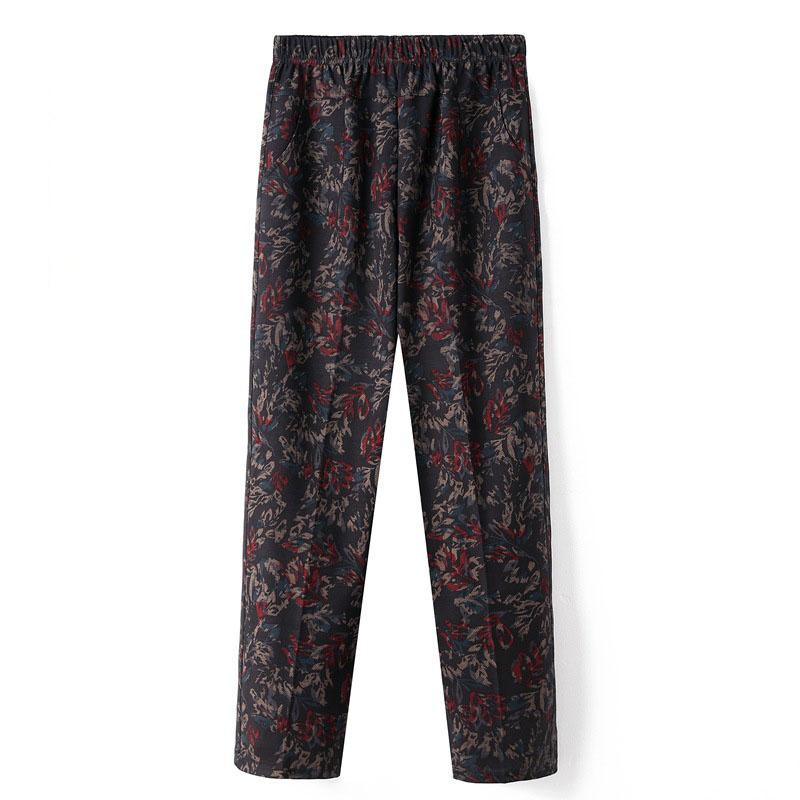 Spring Women's Casual Loose Printed Elastic Waist Wide Leg Pants