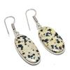 Natural Dalmation Jasper Gemstone 925 Sterling Silver Jewelry Earring 1.65" AE-14510