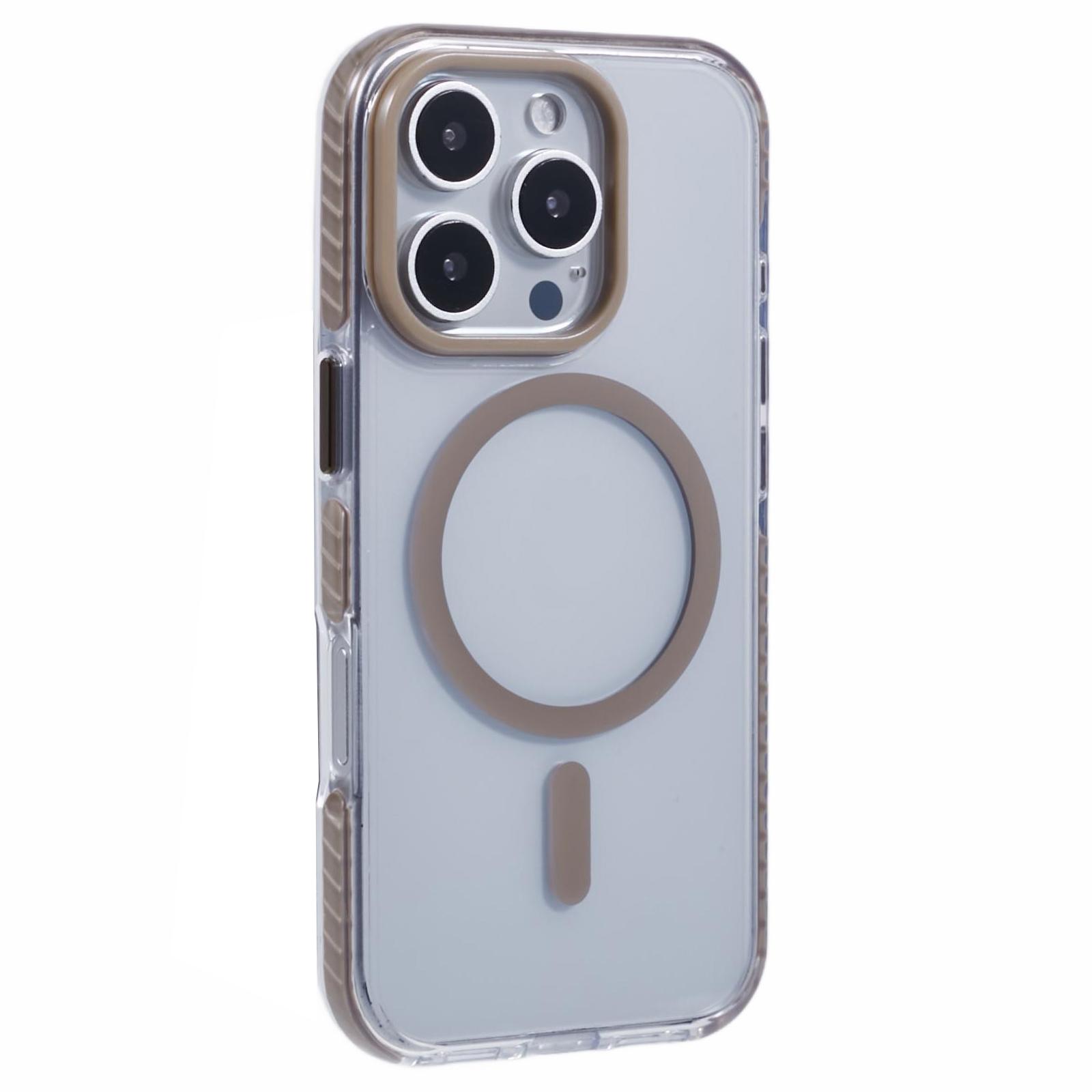 

For iPhone 16 Pro Clear Case Compatible with MagSafe TPU+PC Back Cover Brown