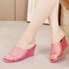 Women's High-Heeled Crystal Slippers: One-Strap, Non-Slip, Thick-Soled, Perfect for Spring & Summer Beach Days
