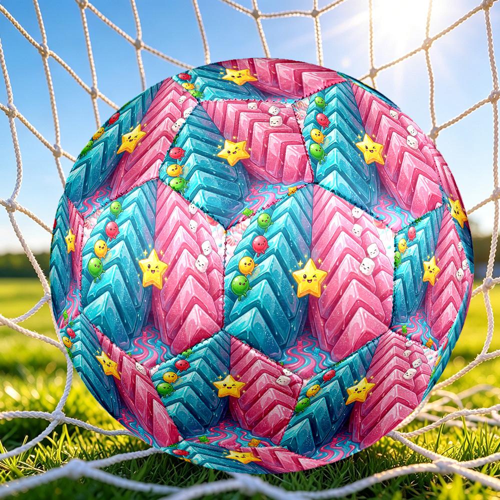 1pc Candy Land Adventure Themed Soccer Ball, Size 5, Lightweight PVC Material, Outdoor Training Soccer Ball Gift. q62268