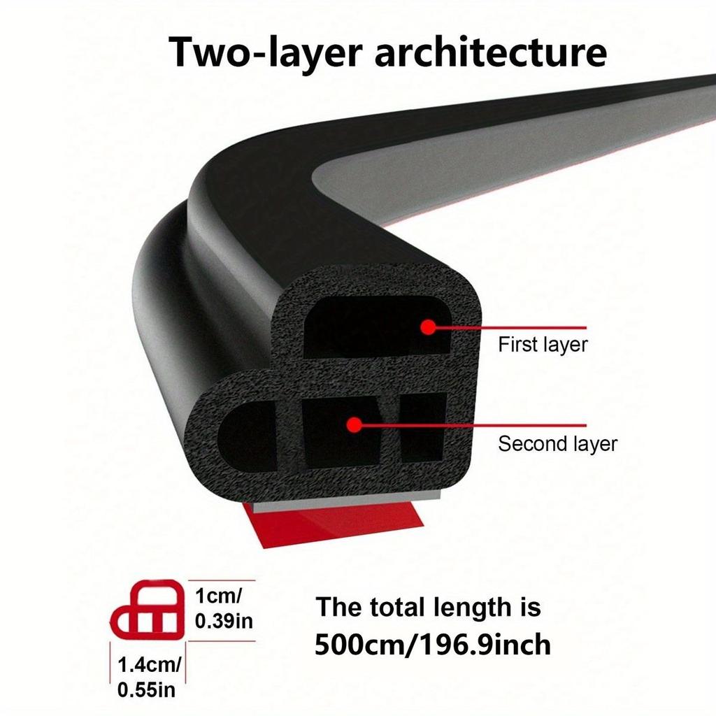 Car Door Seal Strip, Double Layer Thickened L-Shaped & T-Shaped Rubber, Soundproof Dustproof for Sedan SUV Truck