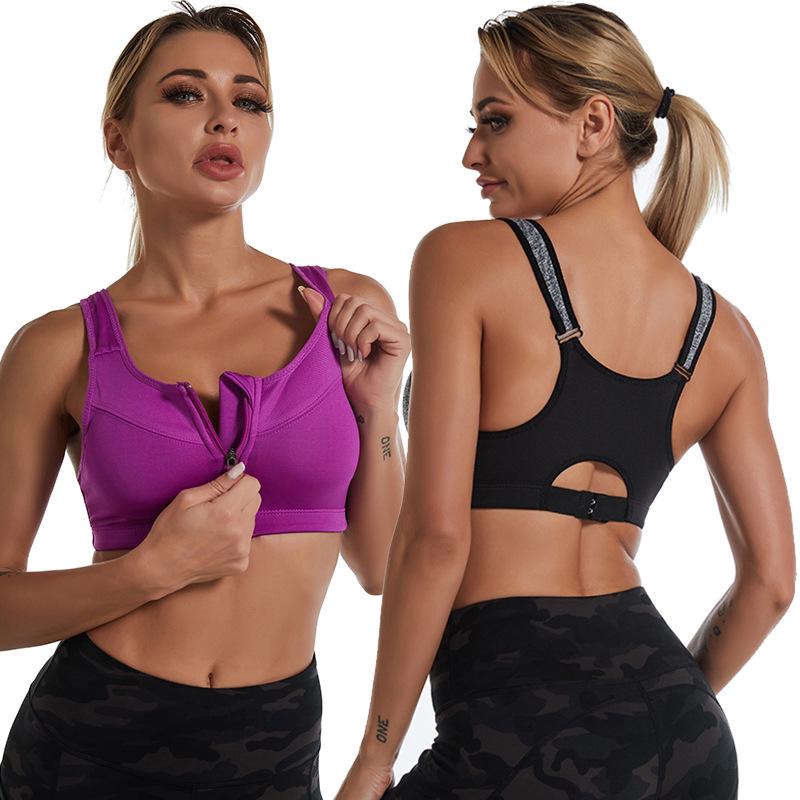 Reggiseno Sportivo con Zip Taglie Forti - Senza Ferretto Antishock Gilet per Yoga e Corsa