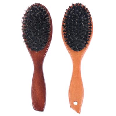 Wooden-Handle Hair and Beard Brush with Imitation Boar Bristles – For Smoothing and Straightening