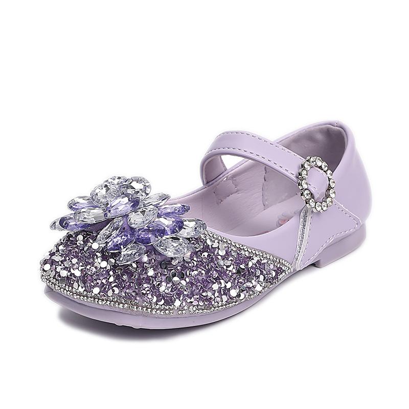 

Girls Princess Shoes Children s Small Leather Shoes Elsa Shoes Spring and Autumn New Girls Single Shoes Soft Sole Dress Shoes 34Inner Length21.3cm фиолетовый