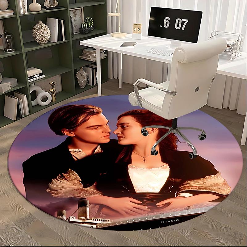 Titanic Movie Poster Chair Mat Round Rug Office Carpet, Non Slip, Suitable for Living Rooms, Bedrooms,Decor1205959a