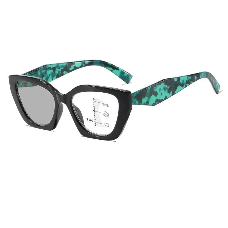 Smart Outdoor Color Changing Sunglasses for Presbyopia Vintage Women Cat Eye Multifocal Reading Eyeglasses Finished Plus Eyewear
