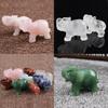 Elefante Exquisito Esculpido à Mão Pedra Natural Jaspe Turquesa Malaquita Cristal de Quartzo Ornamento Para Elegância Atemporal