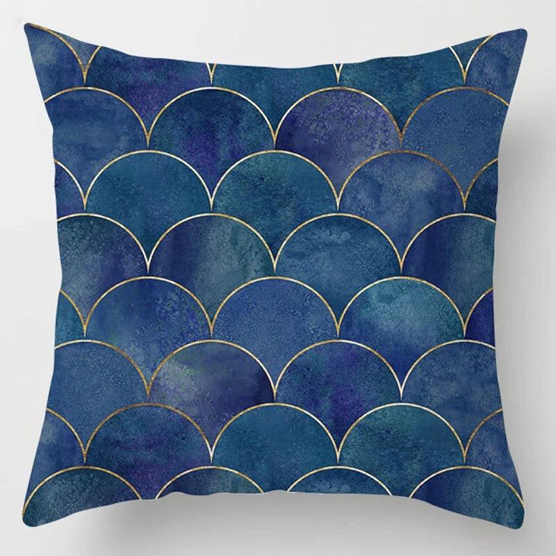 Blue Geometric Shiny Pattern Pillowcase Office Living Room Home Pillowcase Car Ornaments