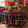 Dia De Los Muertos Table Skirt Mexican Skull Pattern Polyester Party Decor For Events