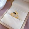 Real Gold Dripping Oil Butterfly Full Diamond Ring Opening Adjustable Simple Jewelry Japanese Ring Couple Ring