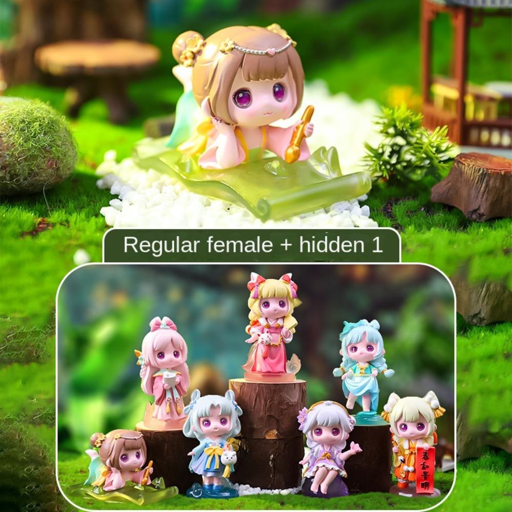 Colorful Bunny Series Model Toy Cartoon Ancient Costume Girl Doll  Desktop Ornament