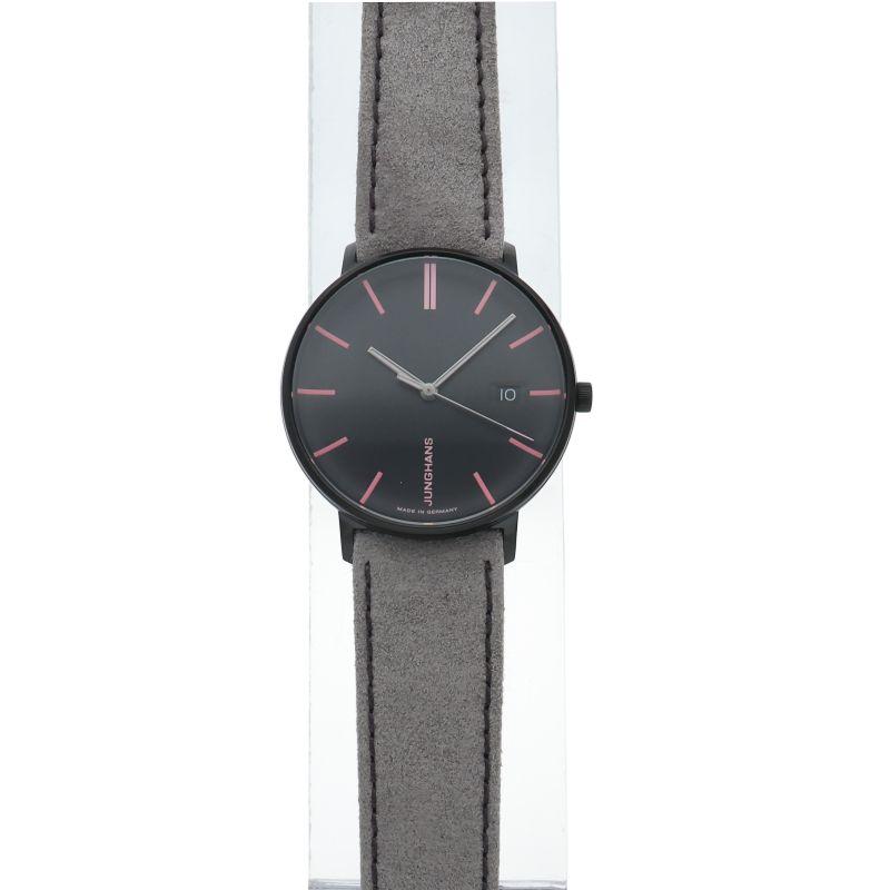 Used Junghans Form Ladies Watch 047/4256.00 Box SS/Leather Ladies Watch Black Good Condition [Unused]