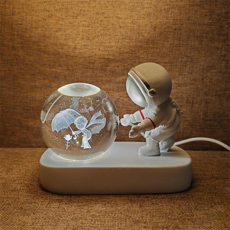 Astronaut Creativ 3D Minge de Cristal Led Lumină de noapte pentru Dormitor Copii Planetă Spațiu Lampă Sistem Solar USB Cadou de Crăciun pentru copii