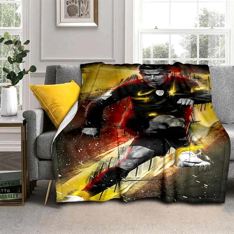 Pătură de flanel cu model Cristiano R-Ronaldo CR7, pătură multifuncțională pentru cadou de sărbători Pături calde și moi toate anotimpurile