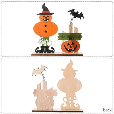 Ornamente din lemn de Halloween cu craniu de liliac de dovleac, Halloween Party, recuzită de groază pentru decor de petrecere Trick or Treat