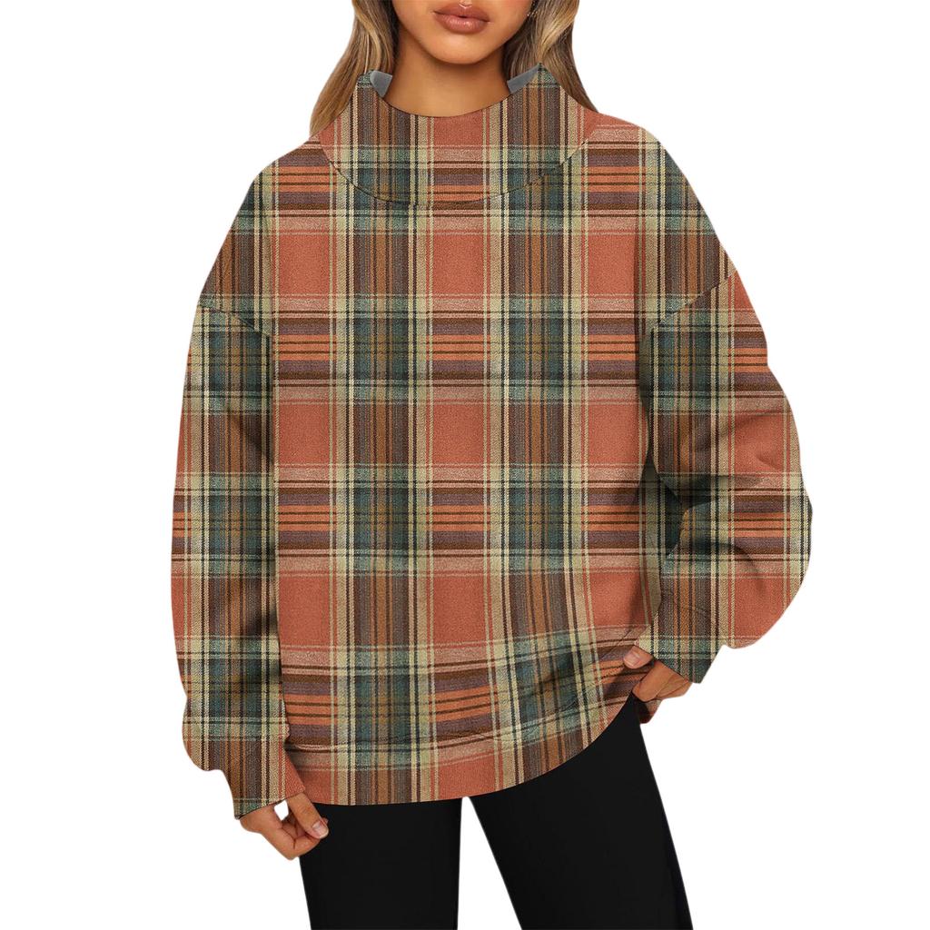 Women's Sweatshirt Sports Flannel  Sweatshirt Long Sleeve Top Casual V-Neck Sweatshirt