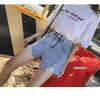 Pantaloncini di jeans da donna estivi Pantaloni corti da donna di jeans casual a vita alta classici vintage