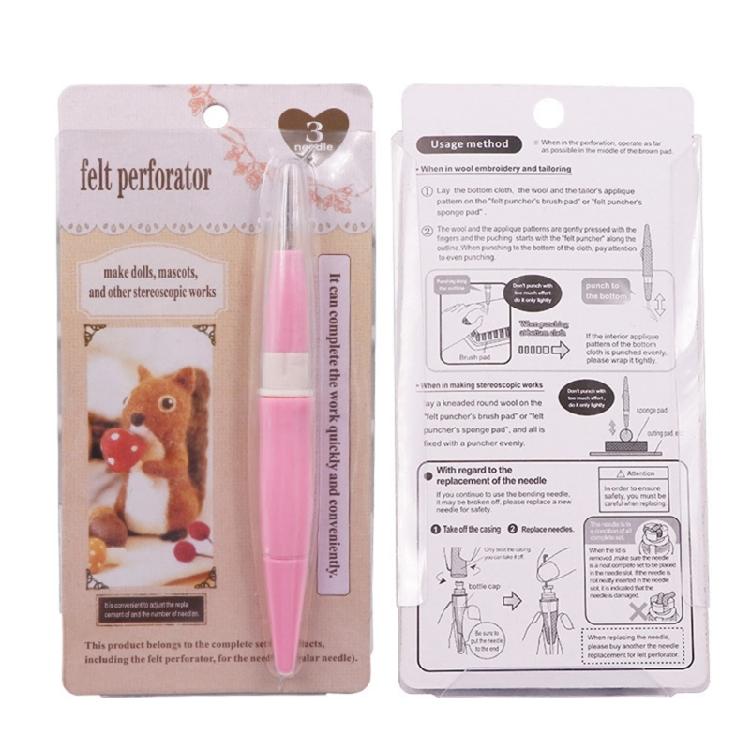 Felting Needle Handle with 3 Felting Needle Embroidery Punching Pen Three Needle Felting Handle for Wool Felted Toy