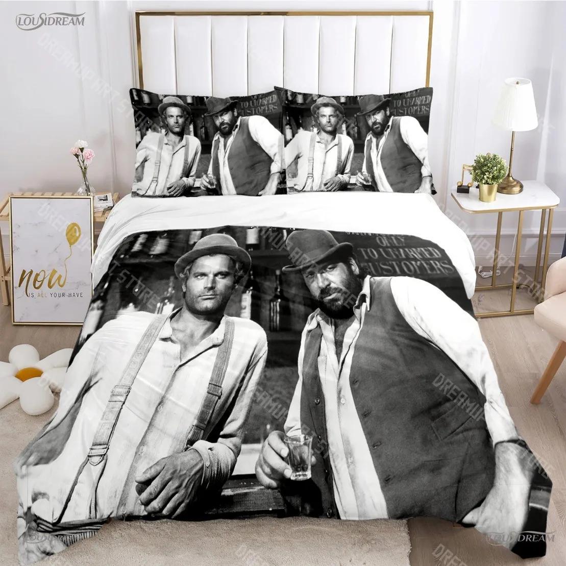 3D-gedrucktes Film Bud Spencer Terence Hill Bettwäsche-Set für Jugendliche Bettbezüge Kissenbezüge für Jugendliche Einzel_Doppel_Queen_King EU Single 90x200cm