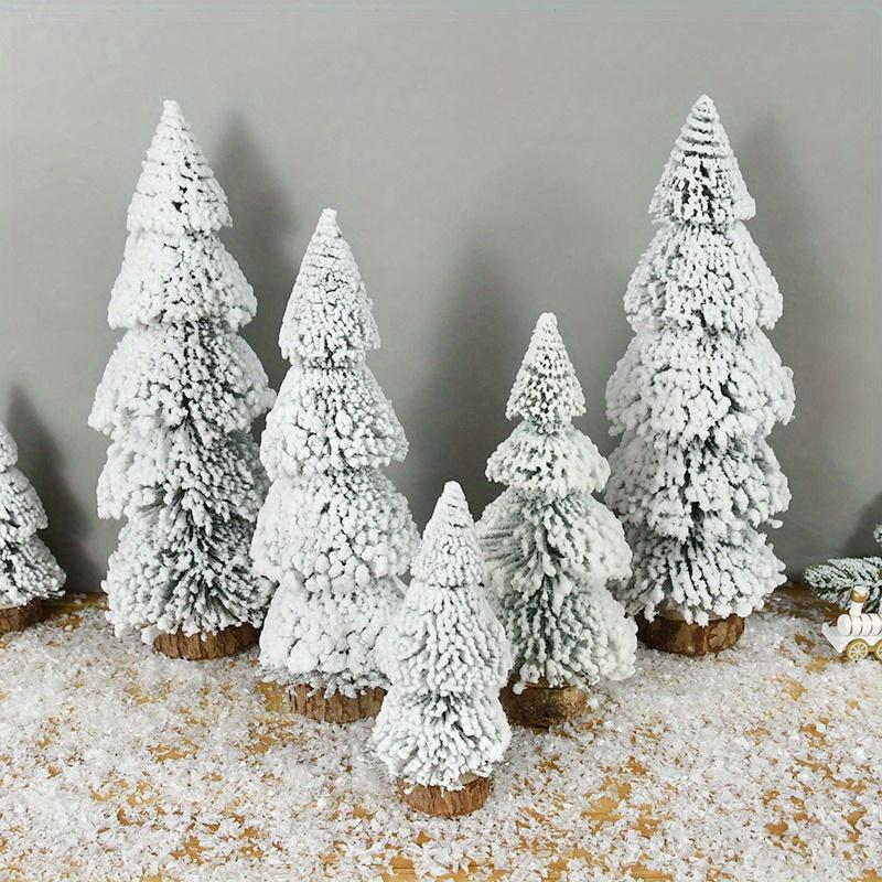 Mini Christmas Tree Ornaments White Snow Cedar Xmas Tree Table Decorations For Home New Year Party Kids Gifts(No Lights)