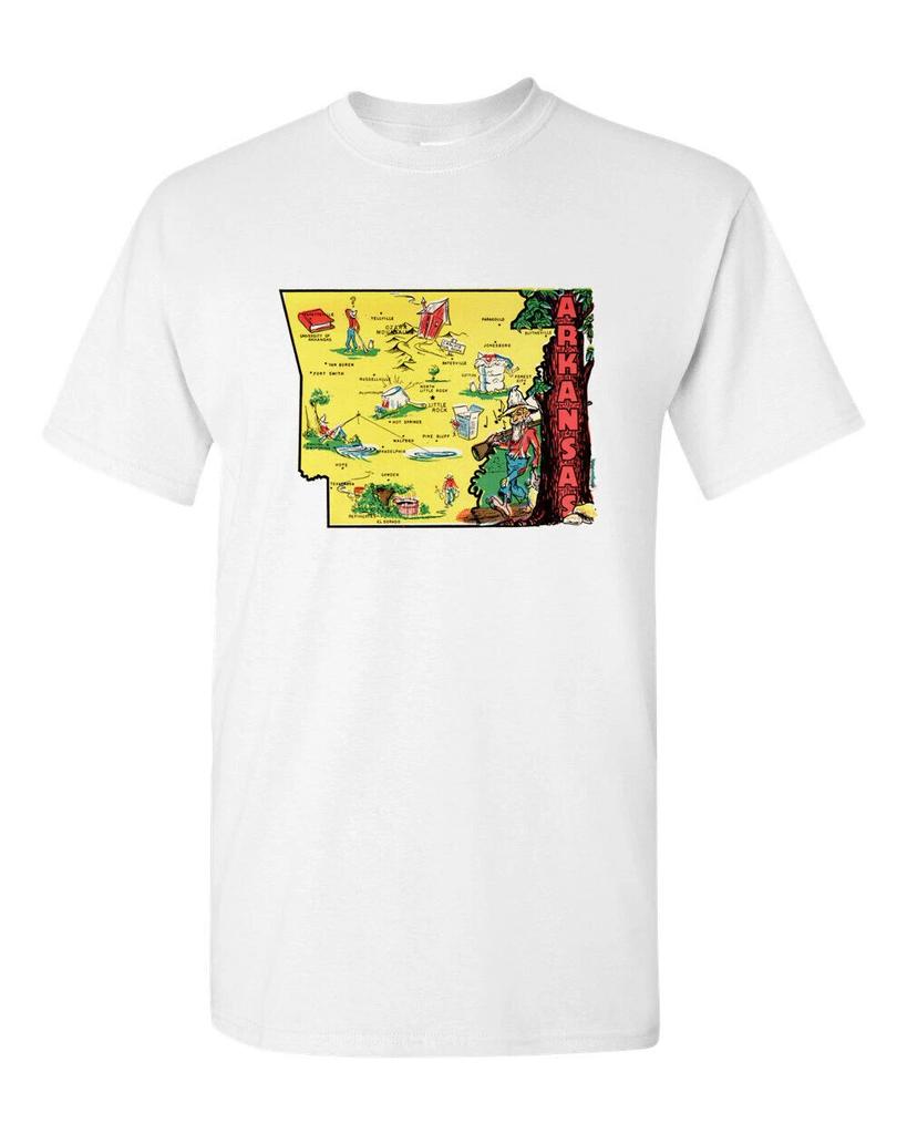 T Shirt Vtg Travel Art 100% Cotton Arkansas State Souvenir Retro Tourist