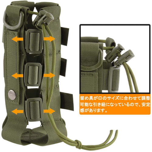 Samcos Water Bottle Cover, Water Bottle Pouch, MOLLE System, Adjustable Bottle Case, MOLLE Compatible, Fits 300ml-800ml Bottles, Easy to Carry (Black)