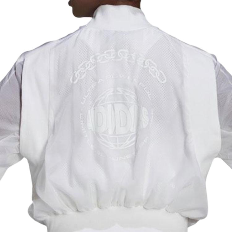 Adidas Fashion Trend Sports Windbreaker Zipper Comfortable Long Sleeve Jacket Women Jacket White GL9562