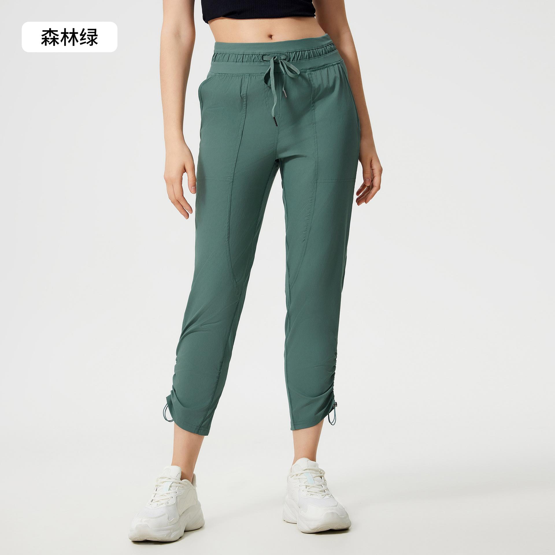 

Spring and summer casual sweatpants women s ice-feeling quick-drying breathable running fitness pants two wear leggings straight pants SS 4 ліс зелений колір