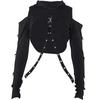 Women Gothic Punk Hoodies Bandage Sexy Vampire Halloween Sweatshirt Crop Top